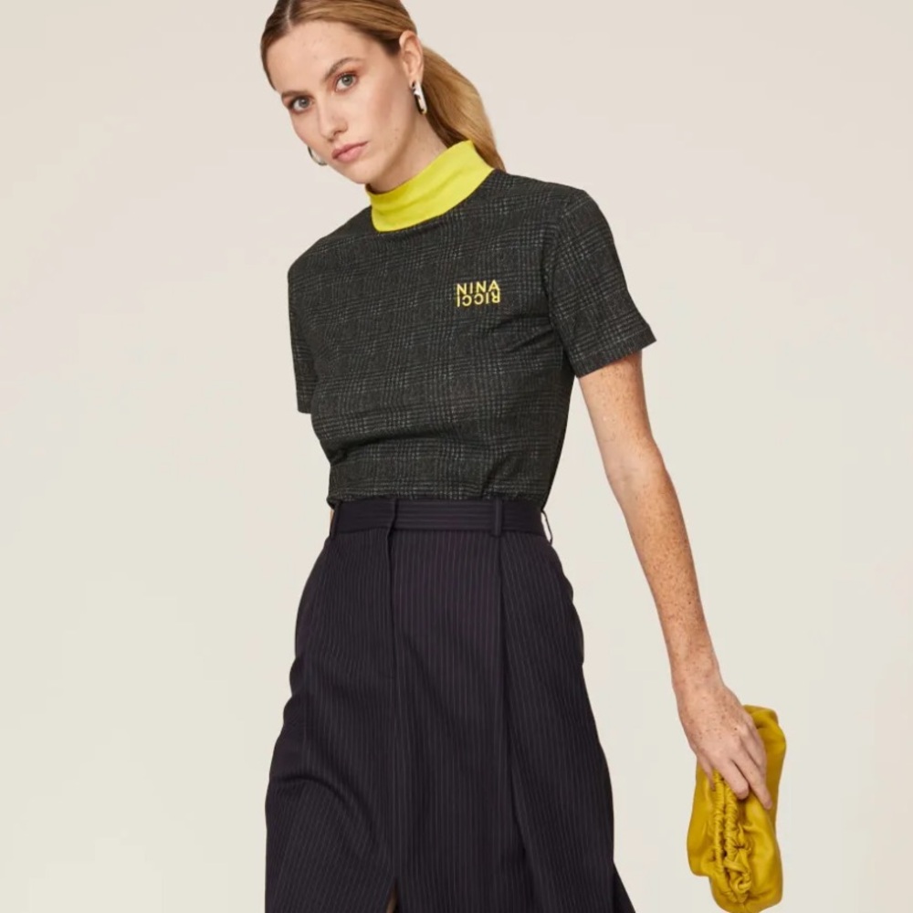 Nina Ricci Logo Turtleneck Short Sleeve Top